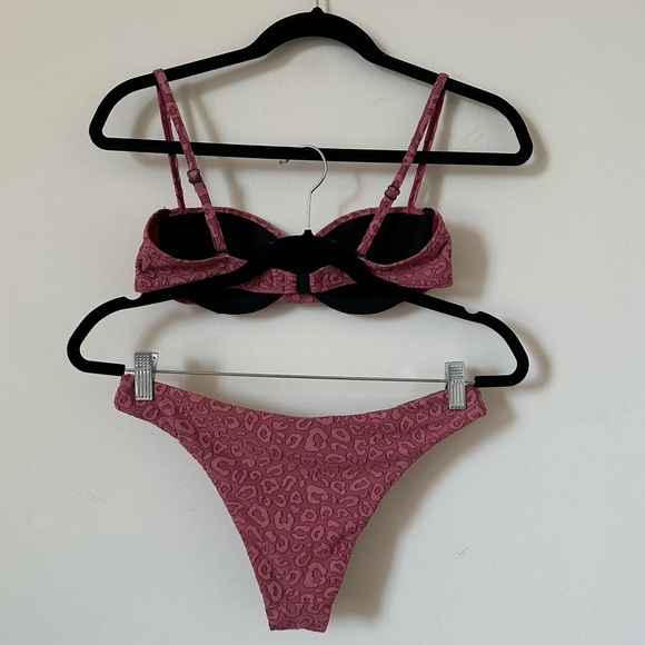 Onia Dalia Textured Leopard Bikini Top & Lily Leopard Bikini Bottom Size S - Picture 5 of 12